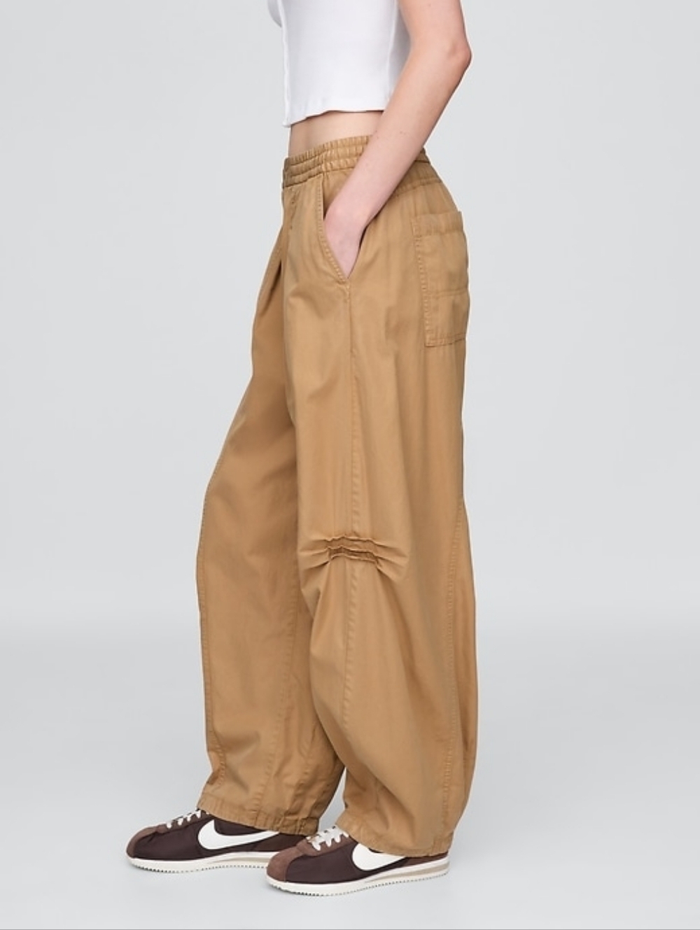 Gap Mid Rise Twill Barrel Pants Mojave Tan NWT MP - Picture 3 of 9